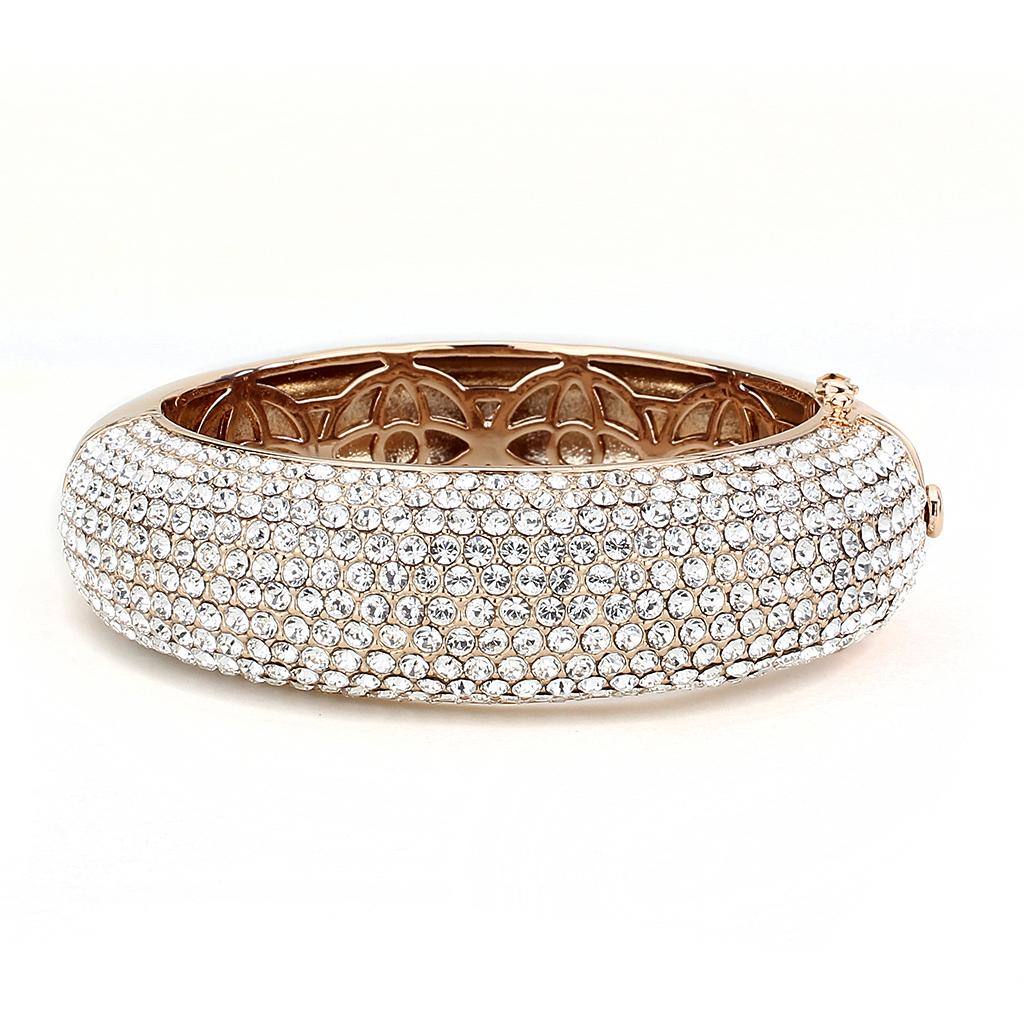 LO4269 - Rose Gold+e-coating Brass Bangle with Top Grade Crystal  in