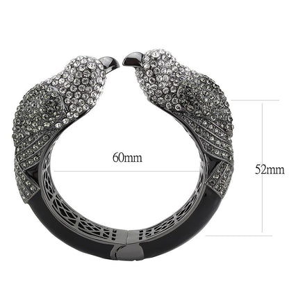 LO4333 - Ruthenium messing armband met hoogwaardig kristal in meerdere kleuren