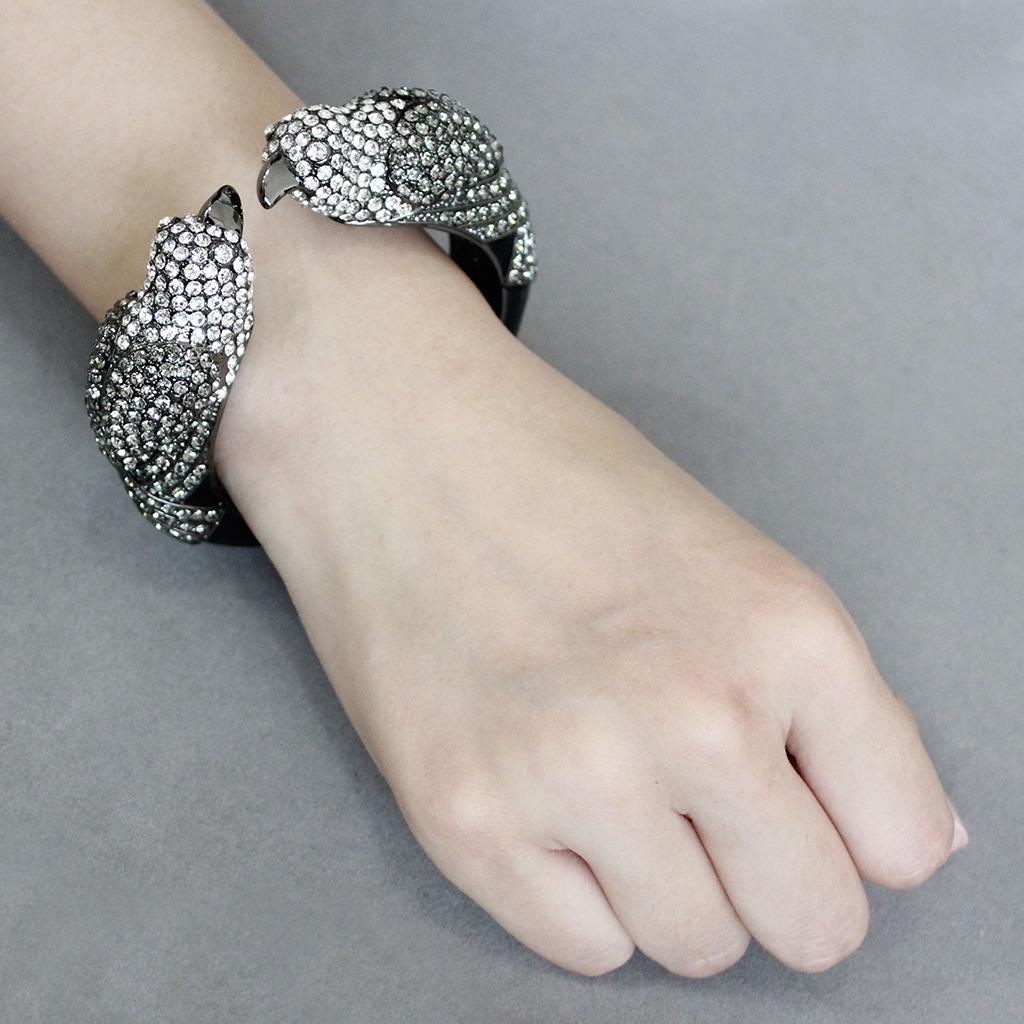 LO4333 - Ruthenium messing armband met hoogwaardig kristal in meerdere kleuren