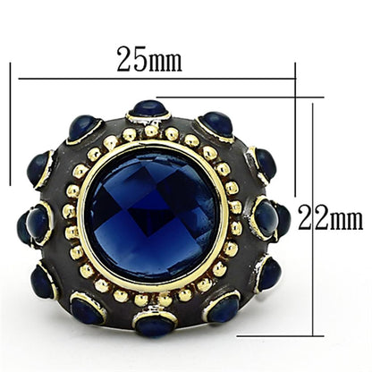 LOA880 - Reverse Two-Tone Brass Ring with Synthetic Synthetic Glass in