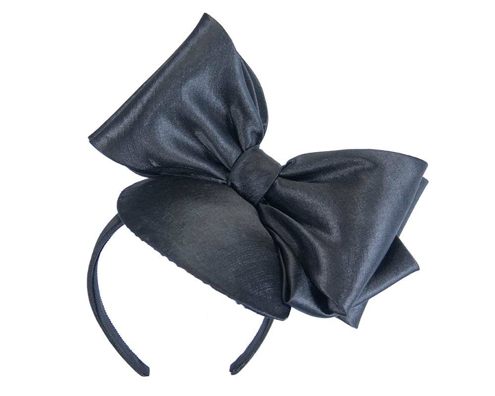 Black satin fascinator with big bow