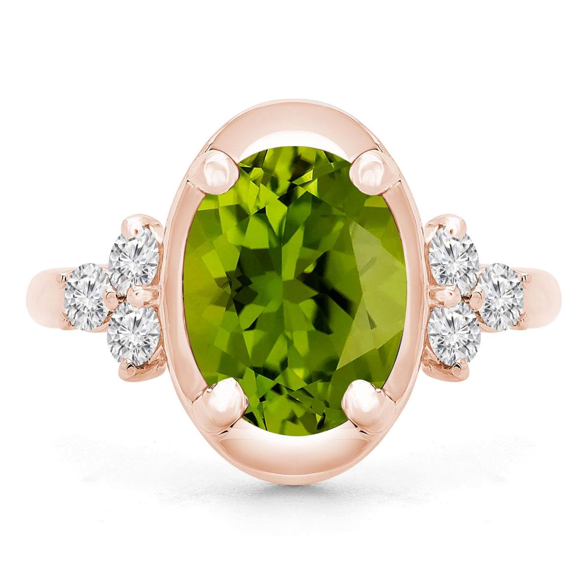 Majesty Diamonds MD190412-7.5 3.9 CTW Oval Green Peridot Cocktail Ring