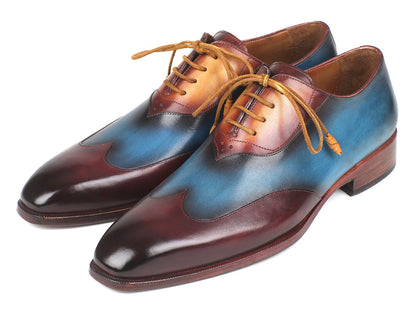 Paul Parkman Driekleurige Wingtip Oxfords Bordeaux &amp;amp; Blauw &amp;amp; Camel