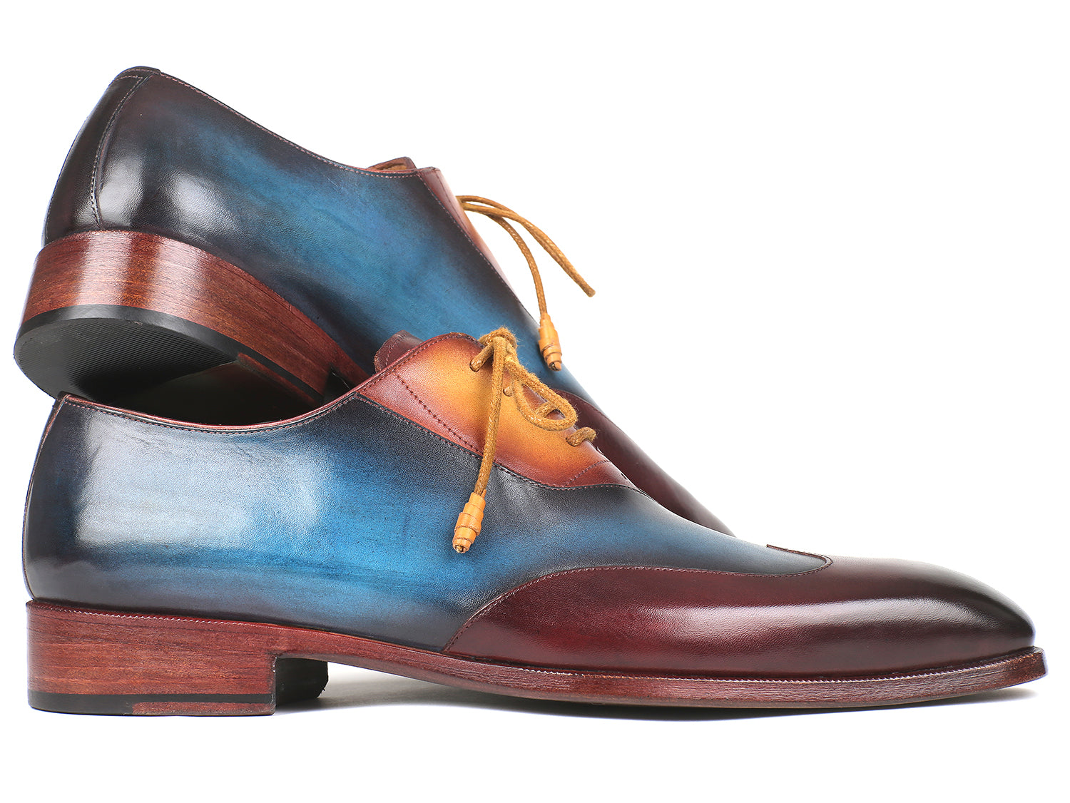 Paul Parkman Driekleurige Wingtip Oxfords Bordeaux &amp;amp; Blauw &amp;amp; Camel