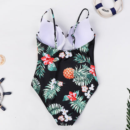 Floral Printing Push up One-piece Swimsuit