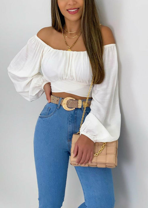 Lantern Sleeve Sexy Lace-up Sleeve Shirt