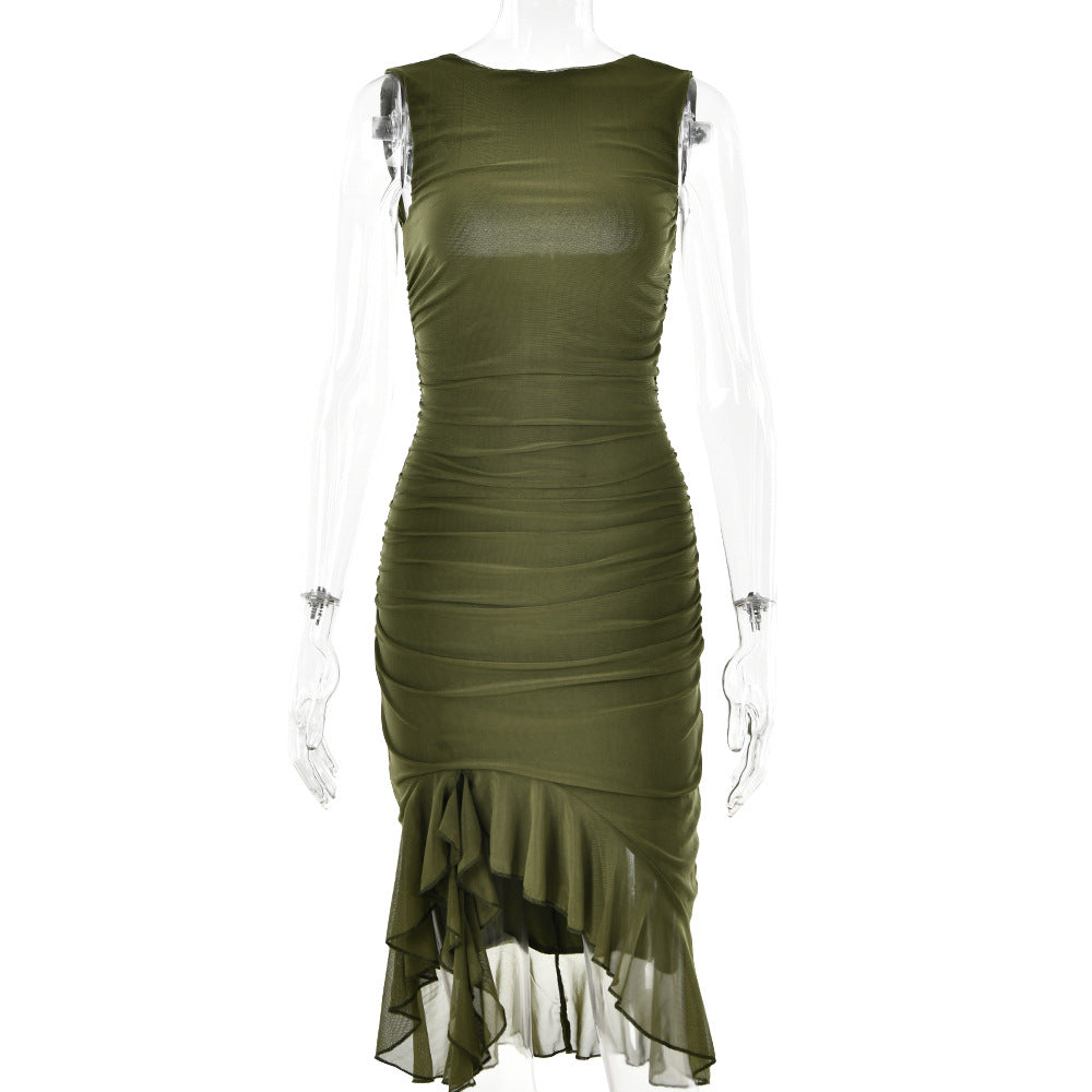 backless pleated MIDI dress