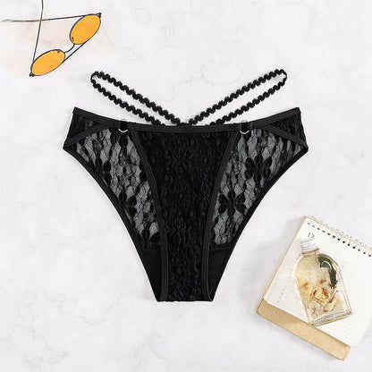 Mesh driehoekige bikini met veters voor dames