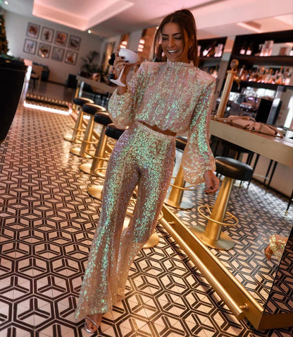 Women Sequin Two-piece Suit