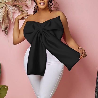 Sexy Bow Off-Shoulder Short Top Shirt