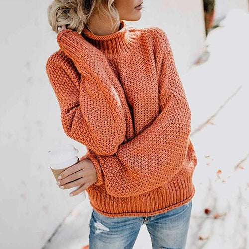 Women Turtleneck Long Sleeve Sweater