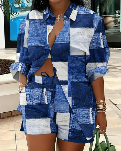 Fashion Printing Temperament Commute Two-piece Set