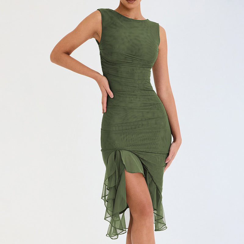 backless pleated MIDI dress