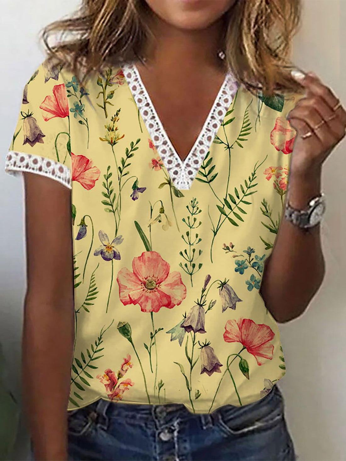 Printed V-neck T-shirt