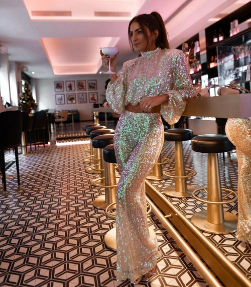 Women Sequin Two-piece Suit