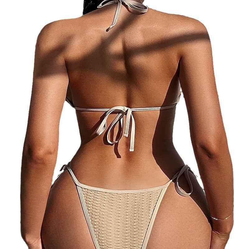 Halter bikini-splitbadpak met veters voor dames