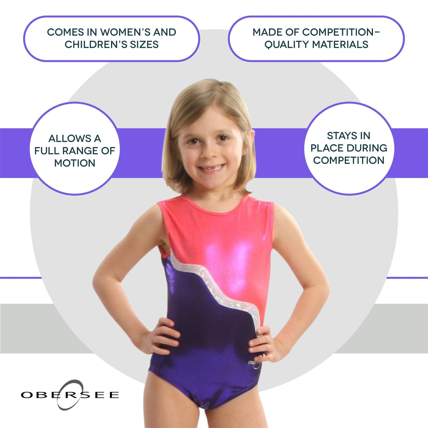 O3GL018 Obersee Girls Gymnastics Leotards One-Piece Athletic