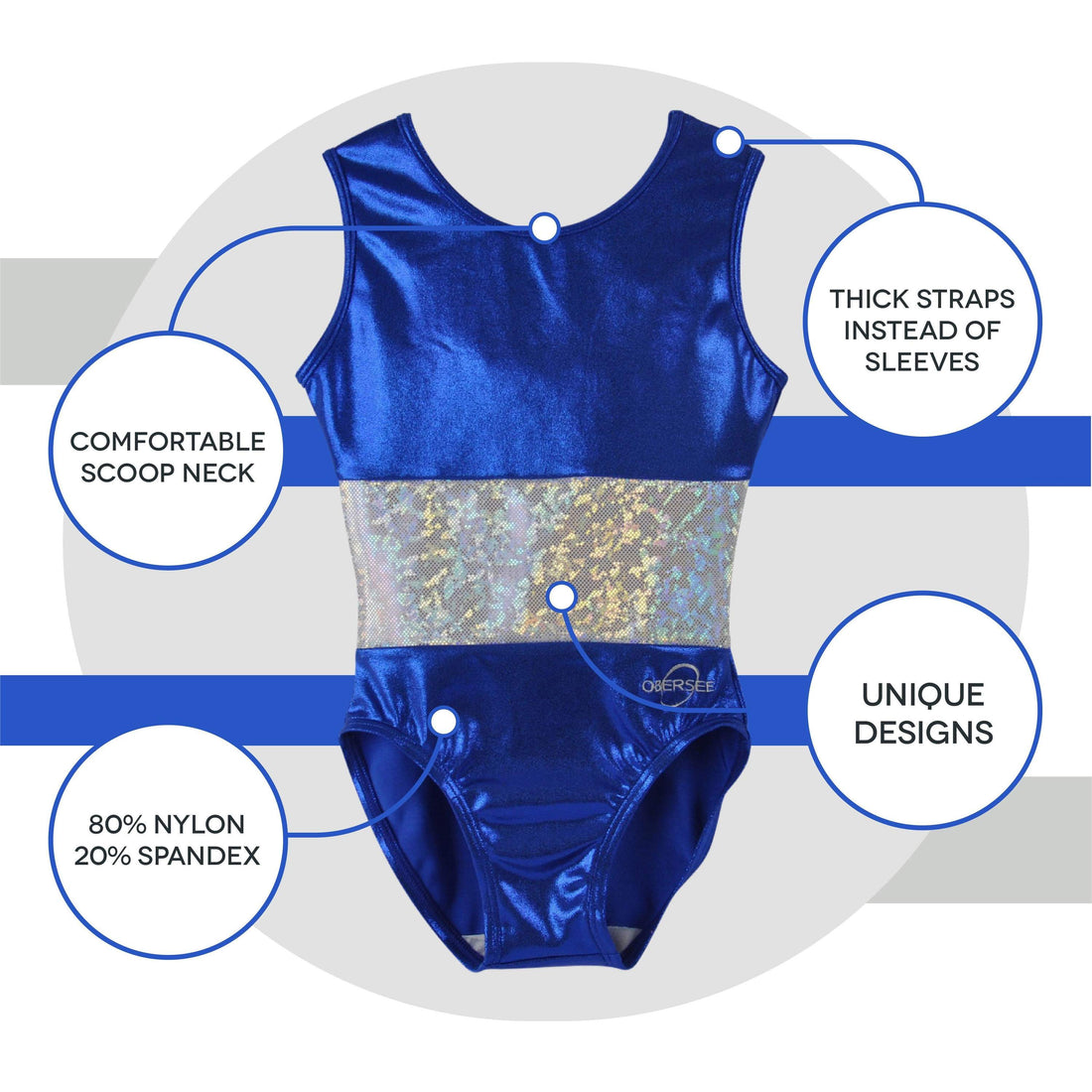 O3GL020 Obersee Girls Gymnastics Leotards One-Piece Athletic