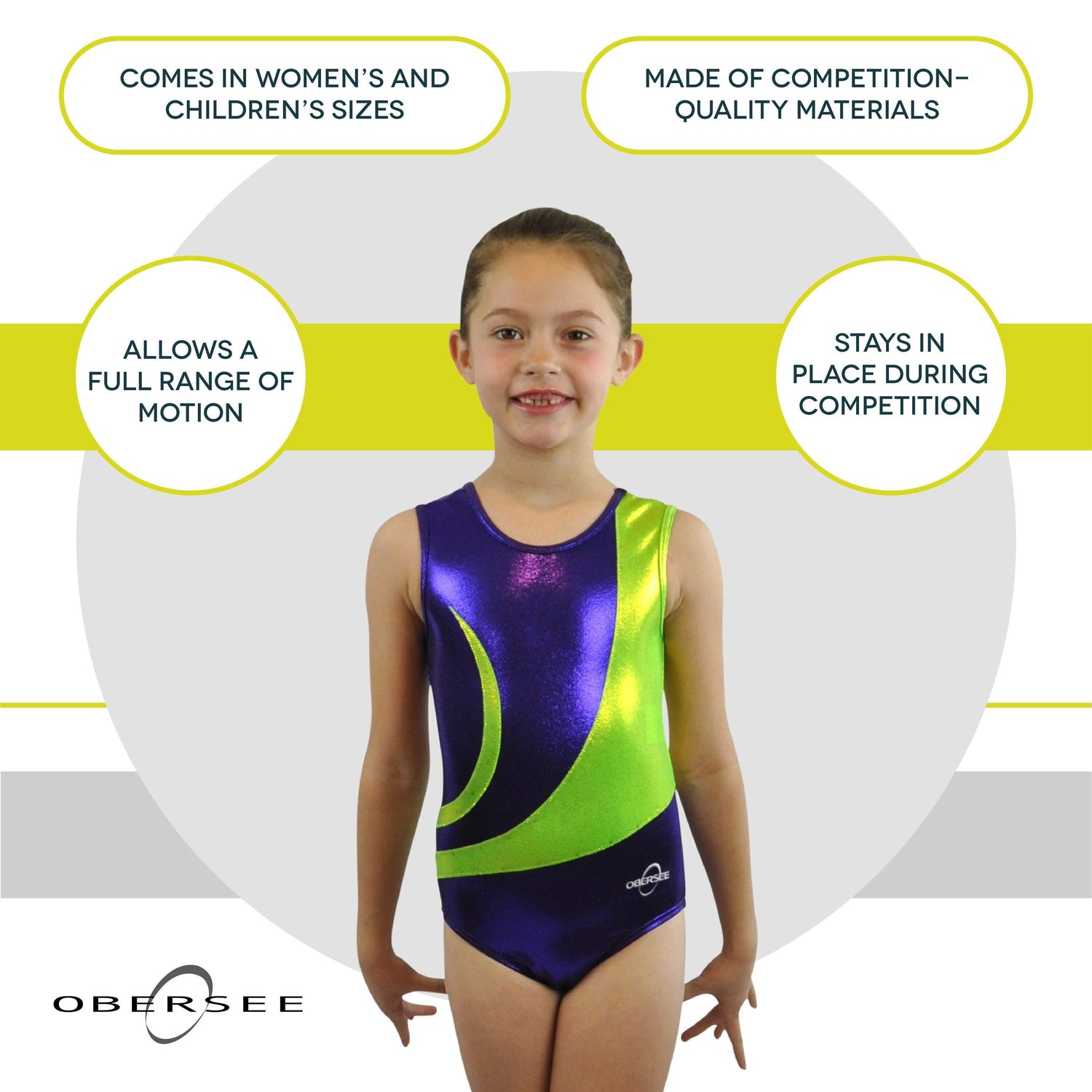 O3GL061 Obersee Girls Gymnastics Leotard One-Piece Athletic Activewear