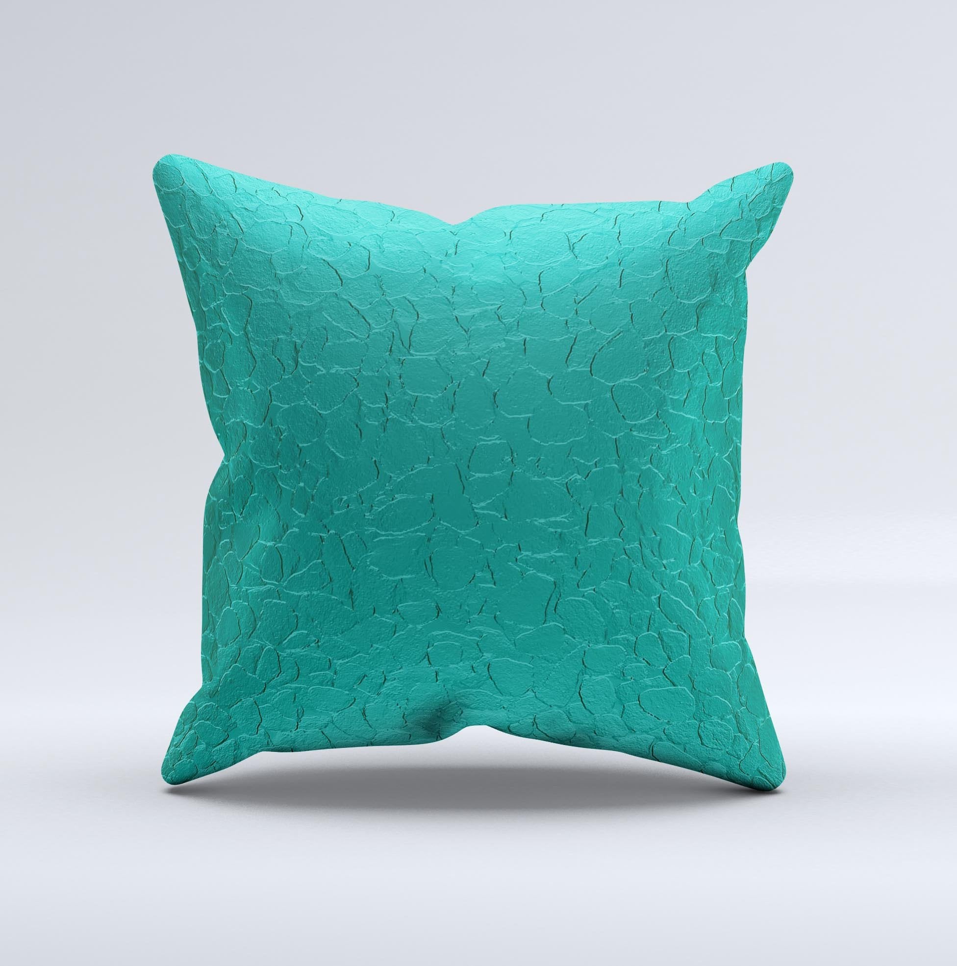 Teal Stamped Texture  Ink-Fuzed Decorative Throw Pillow