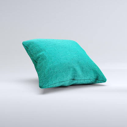 Teal Stamped Texture  Ink-Fuzed Decorative Throw Pillow