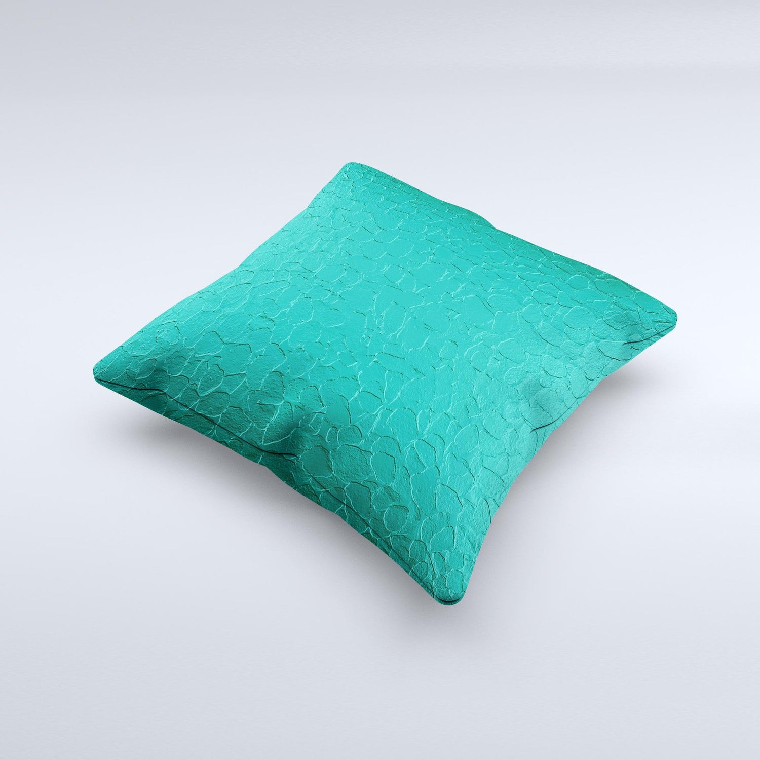 Teal Stamped Texture  Ink-Fuzed Decorative Throw Pillow