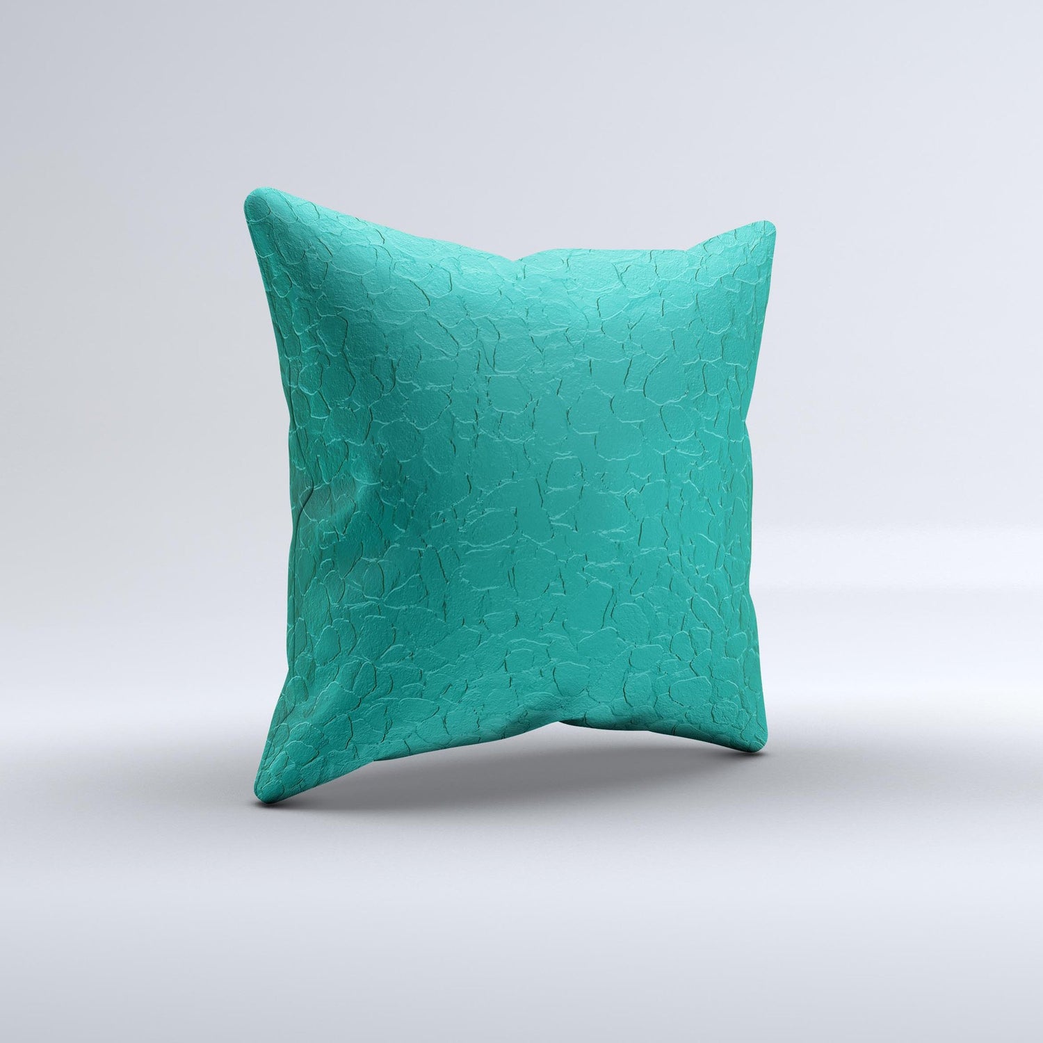 Teal Stamped Texture  Ink-Fuzed Decorative Throw Pillow