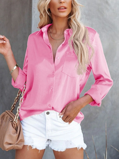 Pink Silks Satin Shirts Blouses