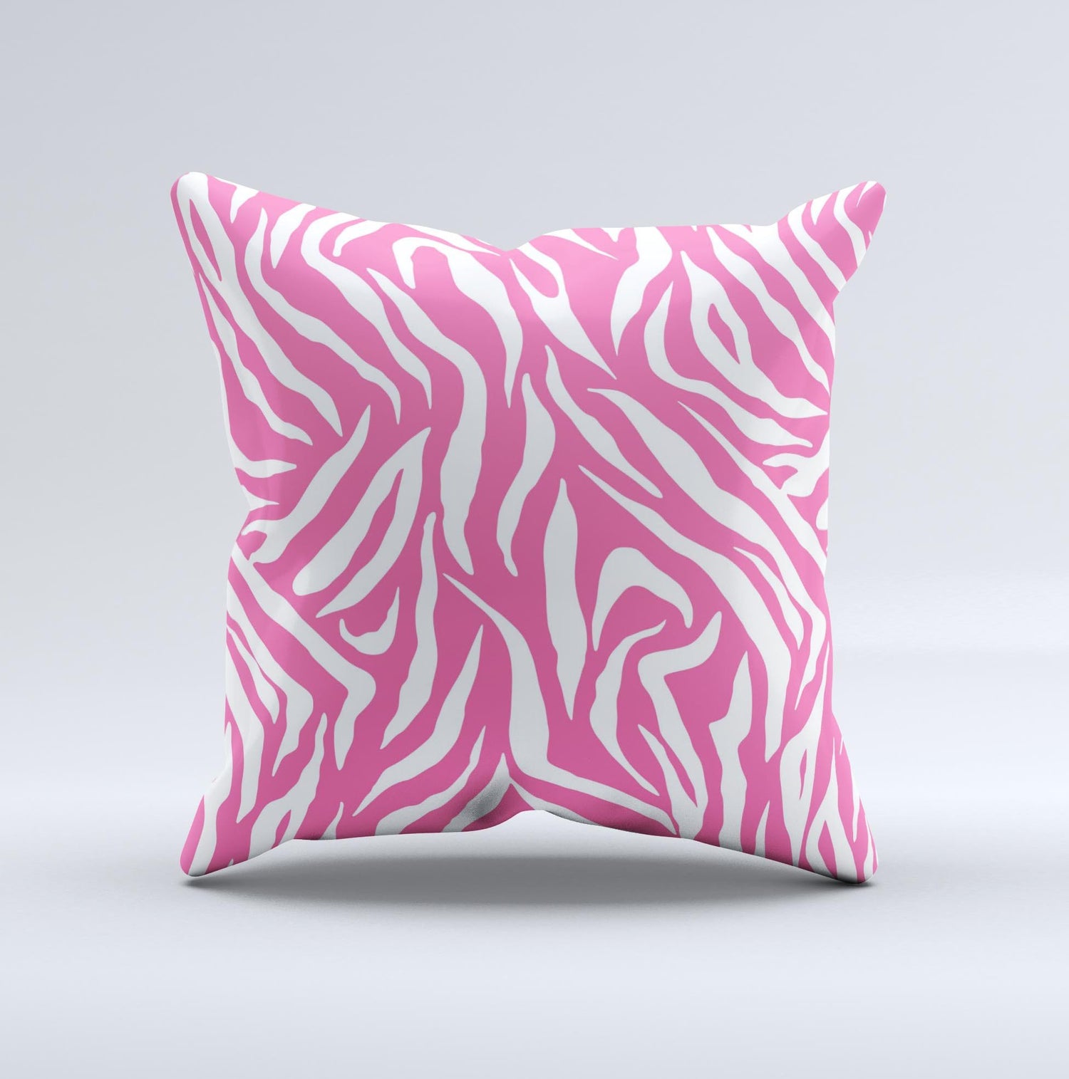 Pink &amp; White Vector Zebra Print ink-Fuzed Decorative Throw Pillow