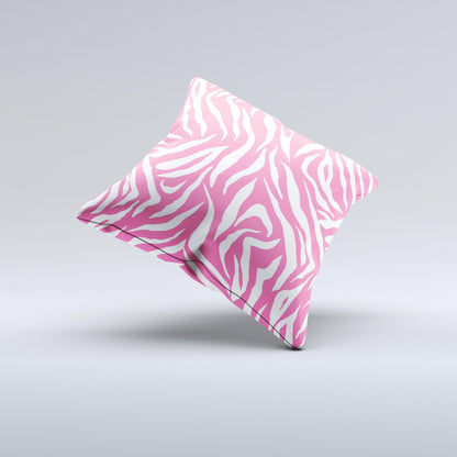 Pink &amp; White Vector Zebra Print ink-Fuzed Decorative Throw Pillow