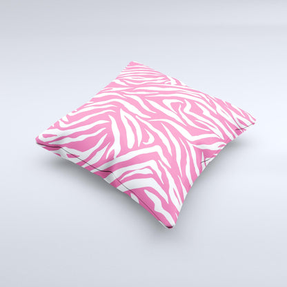 Pink &amp; White Vector Zebra Print ink-Fuzed Decorative Throw Pillow