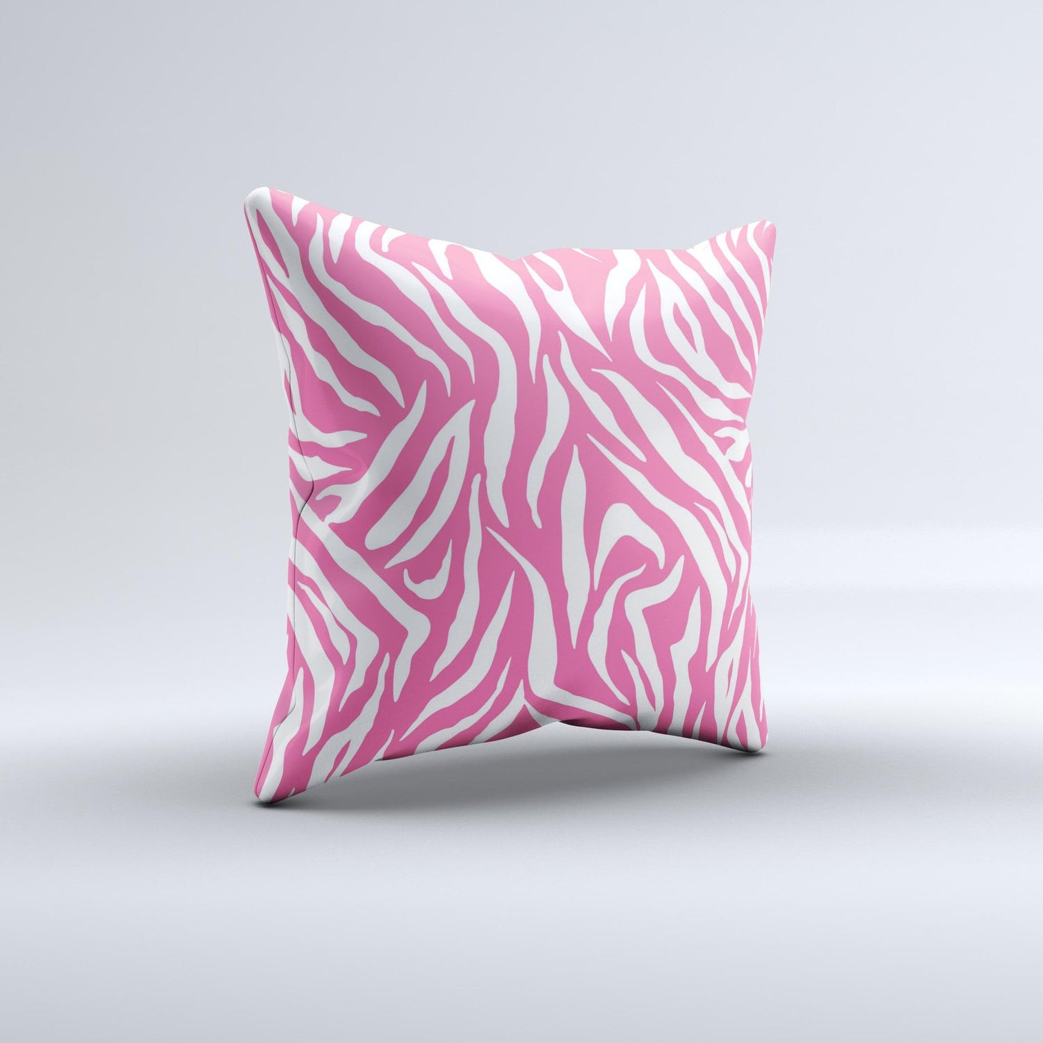 Pink &amp; White Vector Zebra Print ink-Fuzed Decorative Throw Pillow