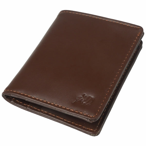 Slim Compact Bi-fold Real Cow Full Grain Leather Card Holder