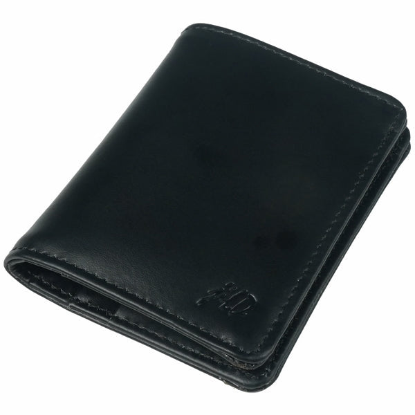 Slim Compact Bi-fold Real Cow Full Grain Leather Card Holder