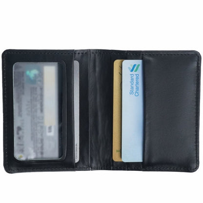 Slim Compact Bi-fold Real Cow Full Grain Leather Card Holder