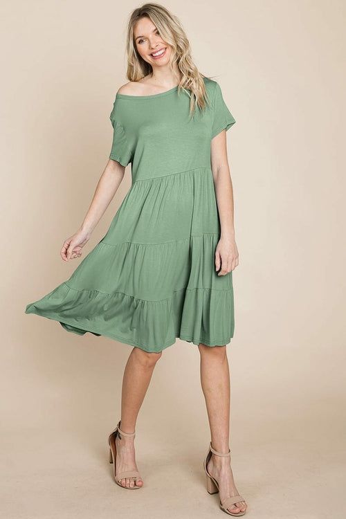 Everyday Knit Tiered Ruffle Hem Dress