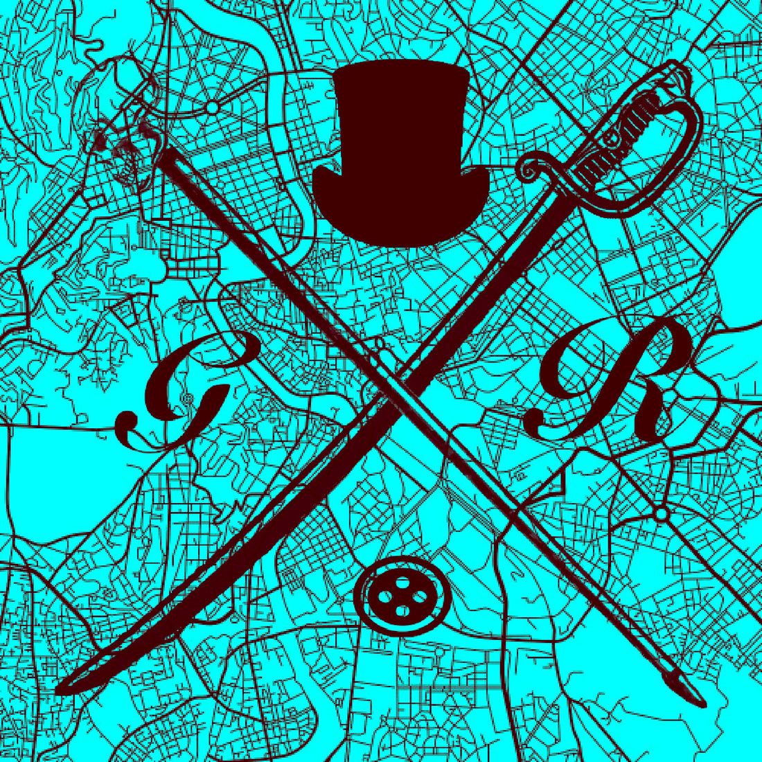 Rome Street Map Turquoise Pocket Square