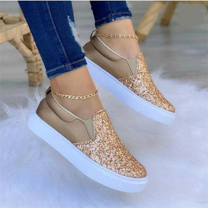 Moccasins Crystal Flat Female Loafers Shoes Gold/Black/Rose Gold