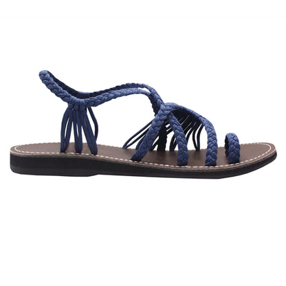 Markerandhands Handwoven Rope Flat Sandals For Women Tour Sapphire