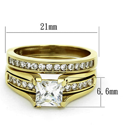 Women Stainless Steel Cubic Zirconia Rings TK0W384