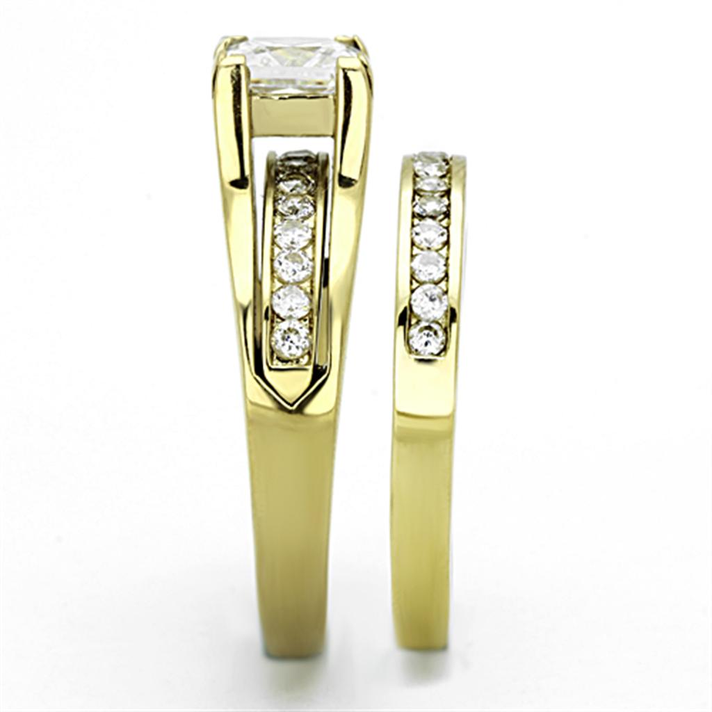 Women Stainless Steel Cubic Zirconia Rings TK0W384