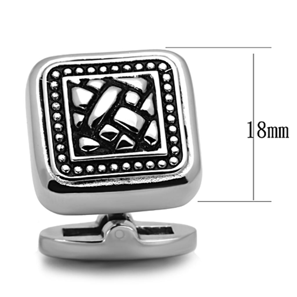 TK1256 - High polished (no plating) Stainless Steel Cufflink with