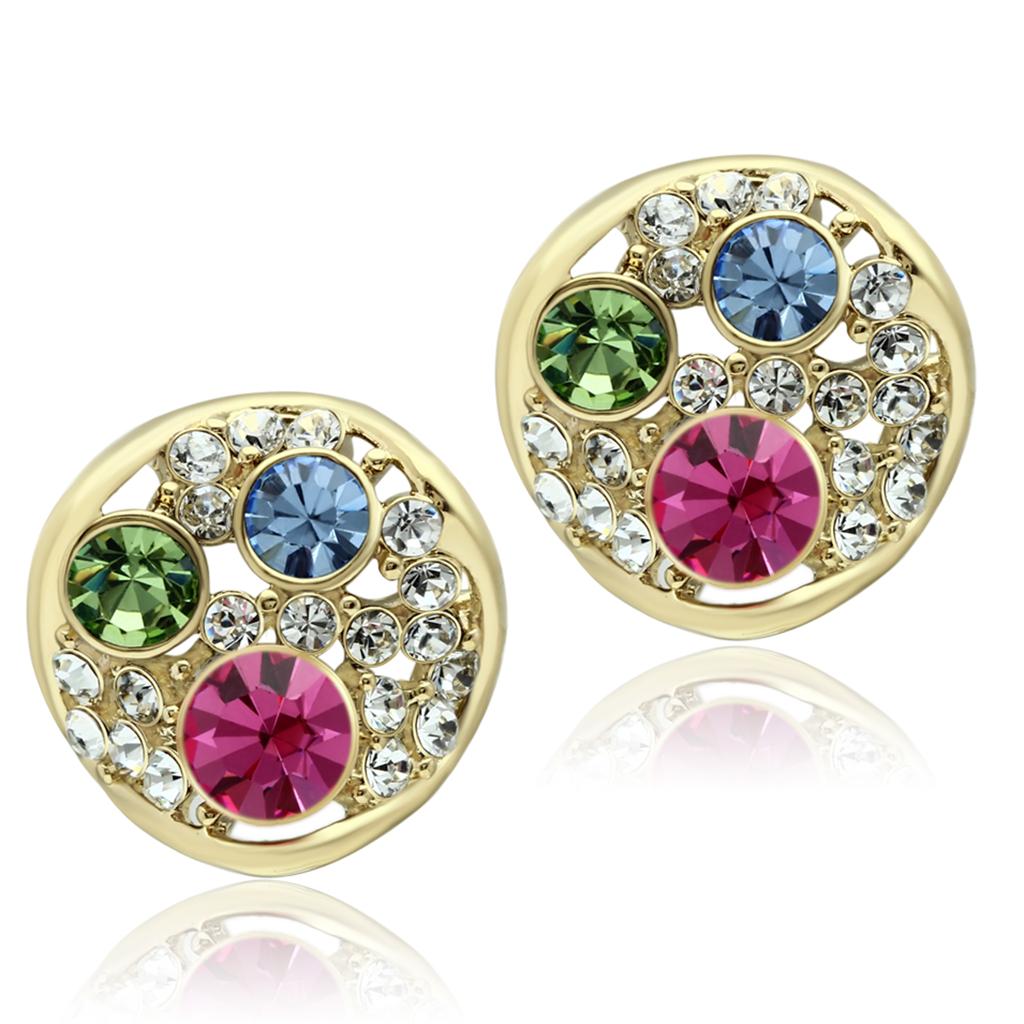 Women Stainless Steel Synthetic Crystal Earrings