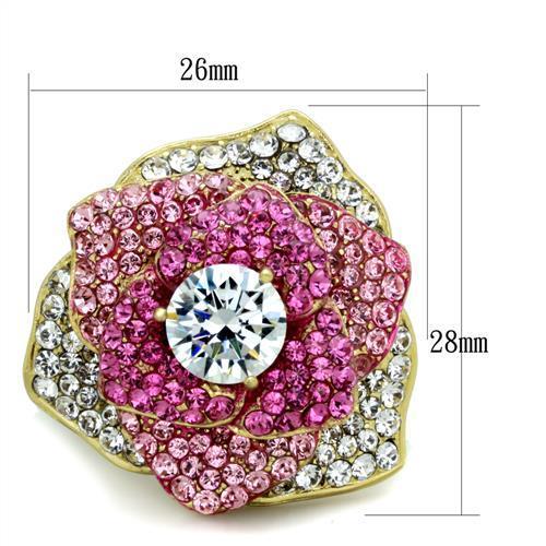 TK1624 - IP Gold(Ion Plating) Stainless Steel Ring with AAA Grade CZ