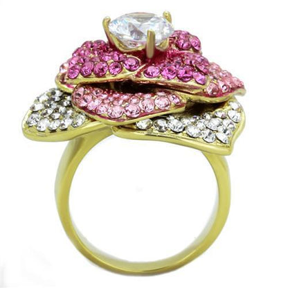 TK1624 - IP Gold(Ion Plating) Stainless Steel Ring with AAA Grade CZ