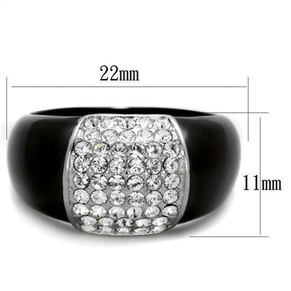 TK1840 - Two-Tone IP Black (Ion Plating) Stainless Steel Ring with Top