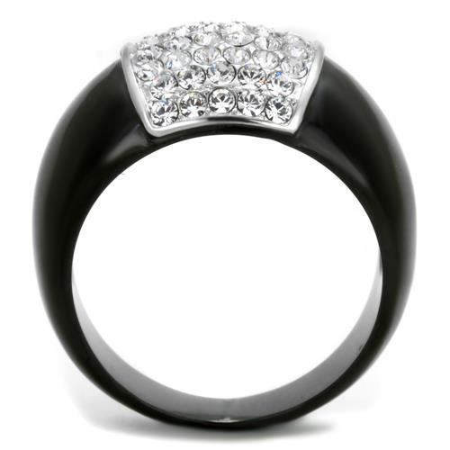 TK1840 - Two-Tone IP Black (Ion Plating) Stainless Steel Ring with Top