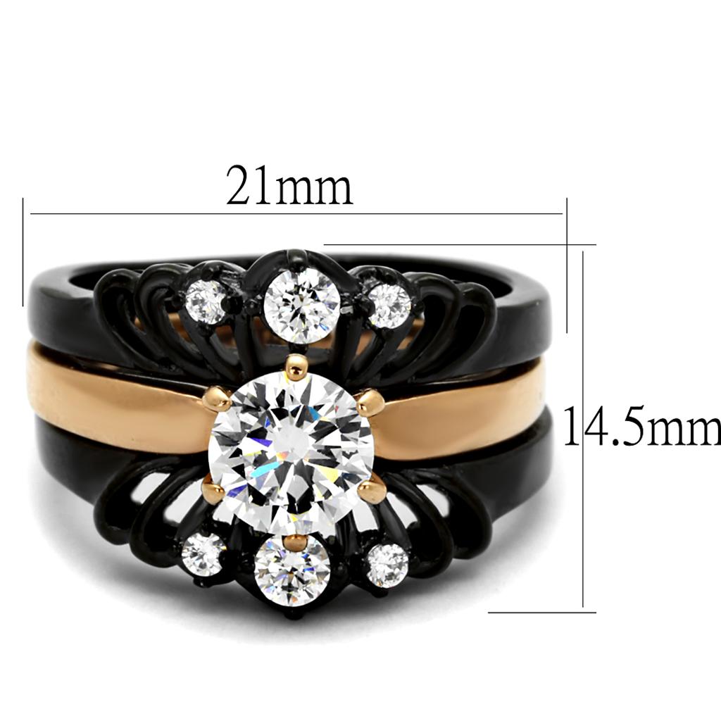 Women Stainless Steel Cubic Zirconia Rings TK2189