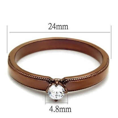 TK2621 - IP Coffee light Stainless Steel Ring with AAA Grade CZ  in