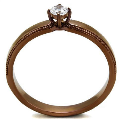 TK2621 - IP Coffee light Stainless Steel Ring with AAA Grade CZ  in